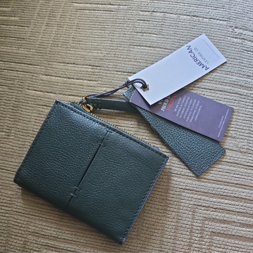 NWT American Leather Co. Hunter Green Cleveland Bifold Wallet RFID MSRP $75